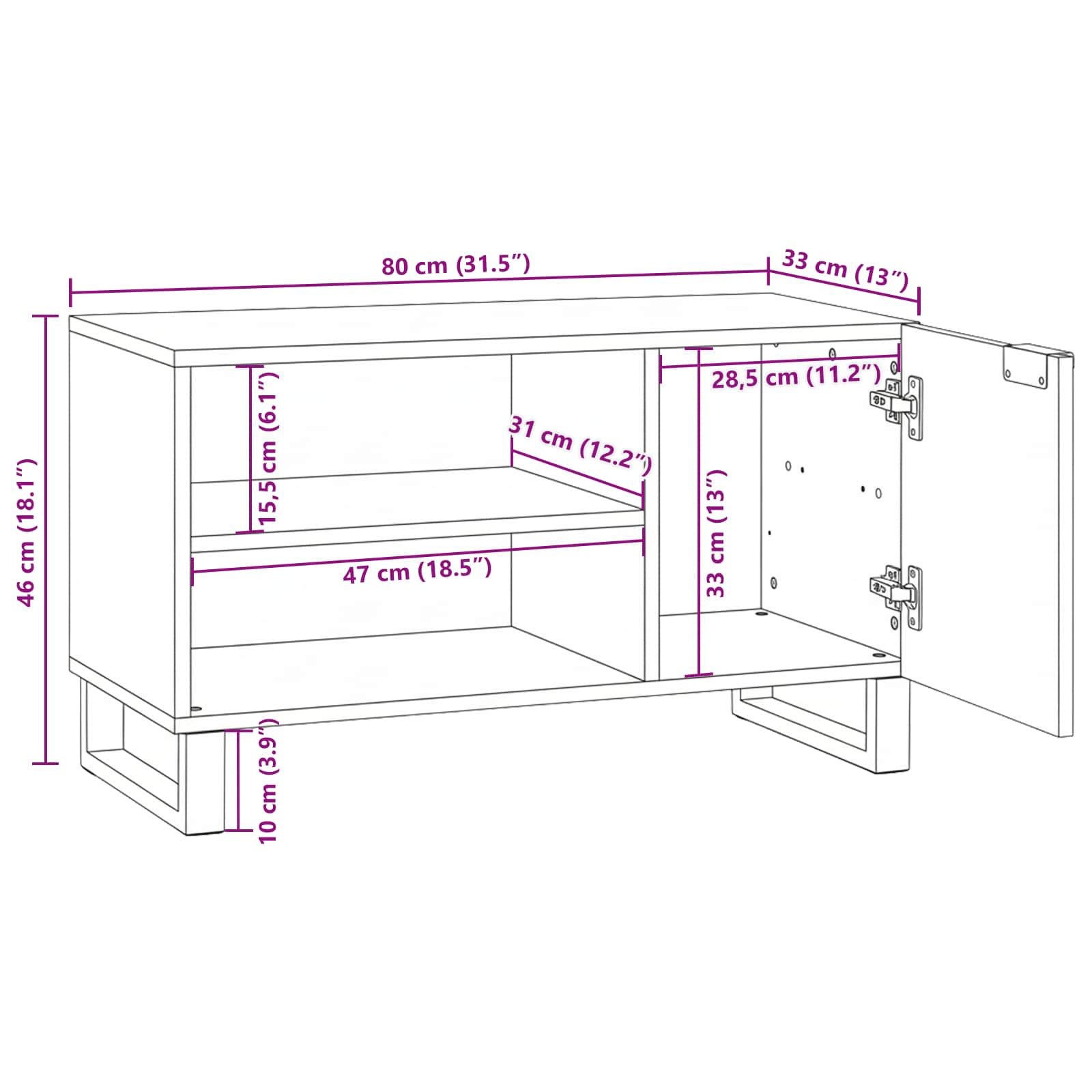 Unites TV Marron 80 x 33 x 46 cm Bois d'ingénierie - XIOS