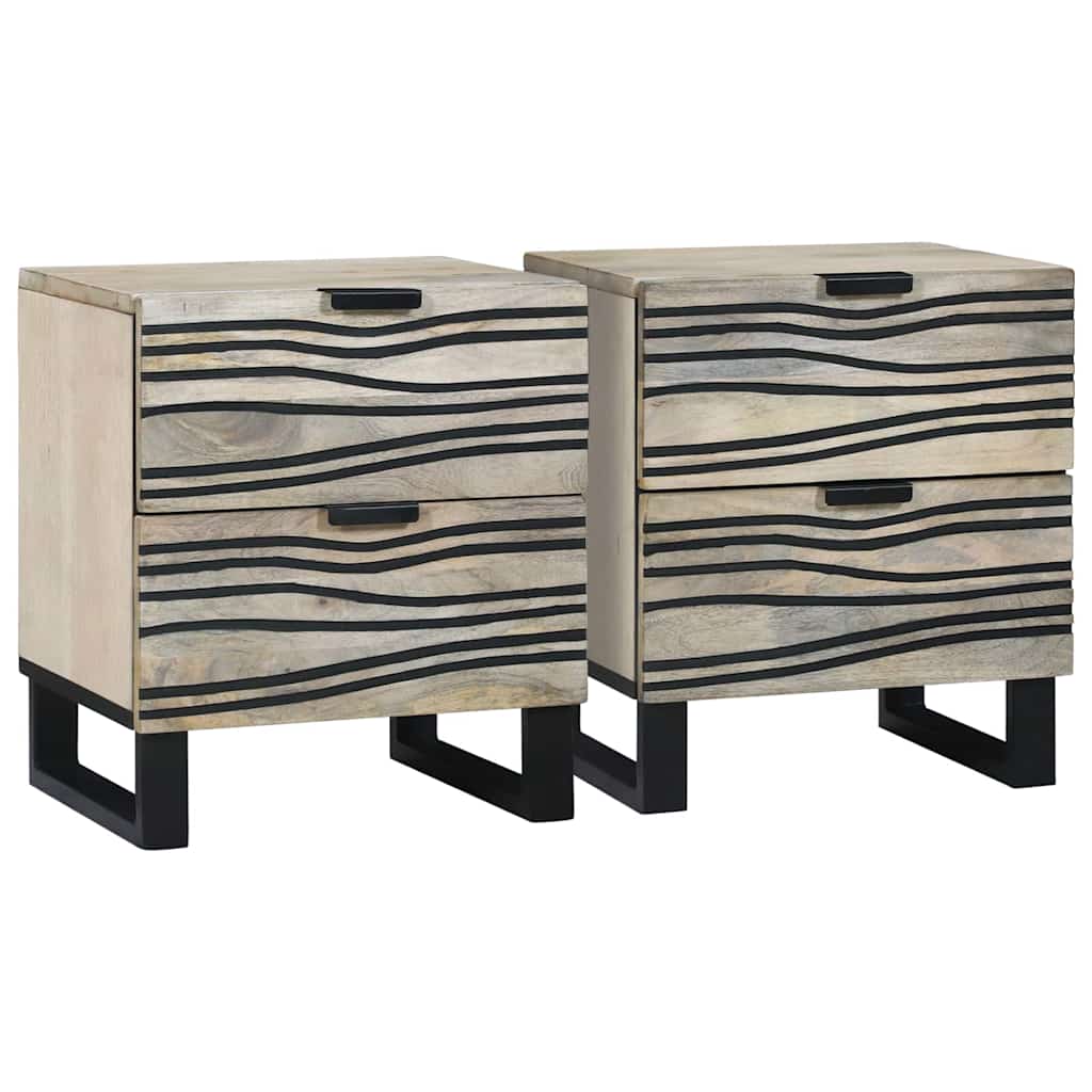 Cabinet de chevet 2 pcs Blanc et noir 40 x 33 x 46 cm - XIOS