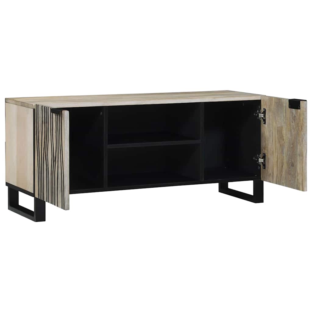 Meuble TV Blanc 105 x 33 x 46 cm bois de manguier massif - XIOS