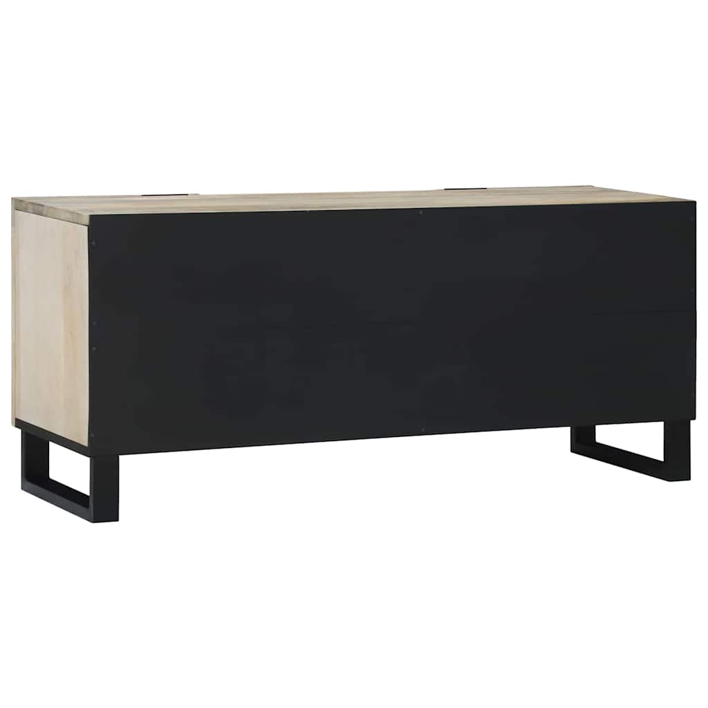 Meuble TV Blanc 105 x 33 x 46 cm bois de manguier massif - XIOS