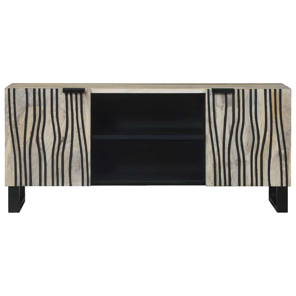 Meuble TV Blanc 105 x 33 x 46 cm bois de manguier massif - XIOS