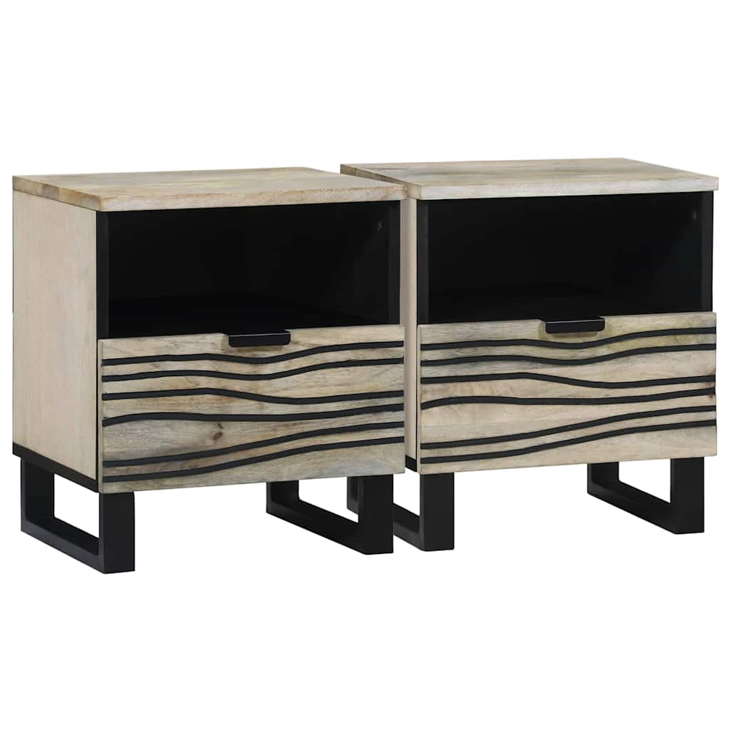 Cabinet de chevet 2 pcs Blanc et noir 40 x 33 x 46 cm - XIOS