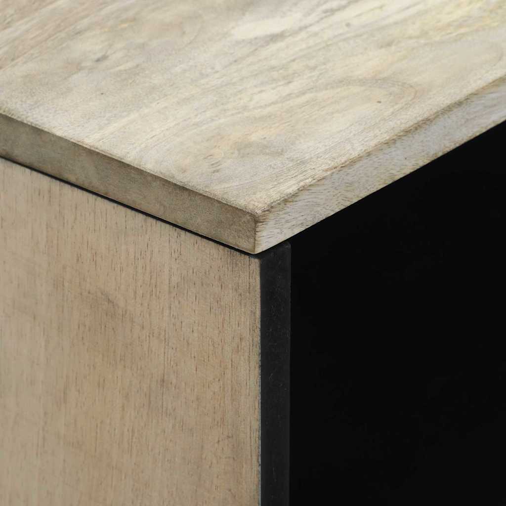 Table basse Blanc, Noir 80 x 54 x 40 cm bois de manguier massif - XIOS