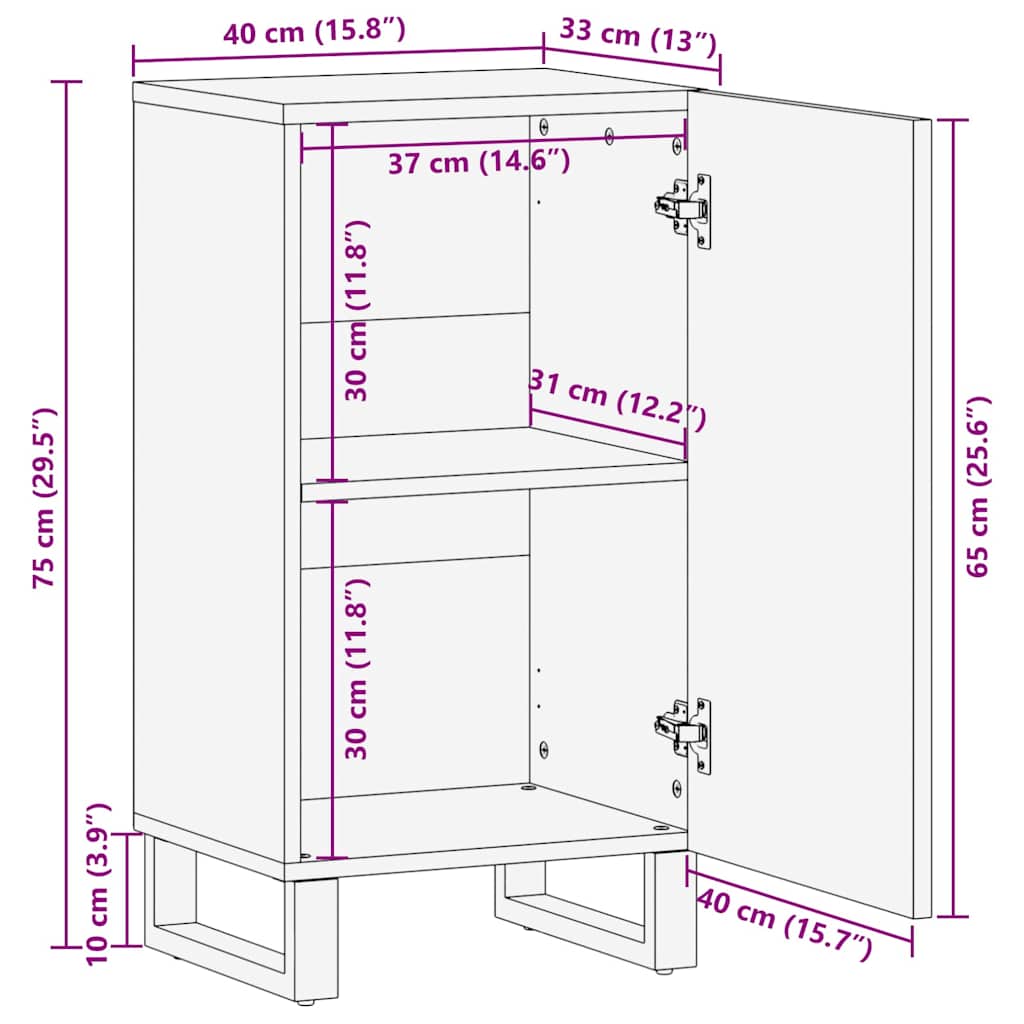 Buffet Blanc 40 x 33 x 75 cm bois de manguier massif - XIOS