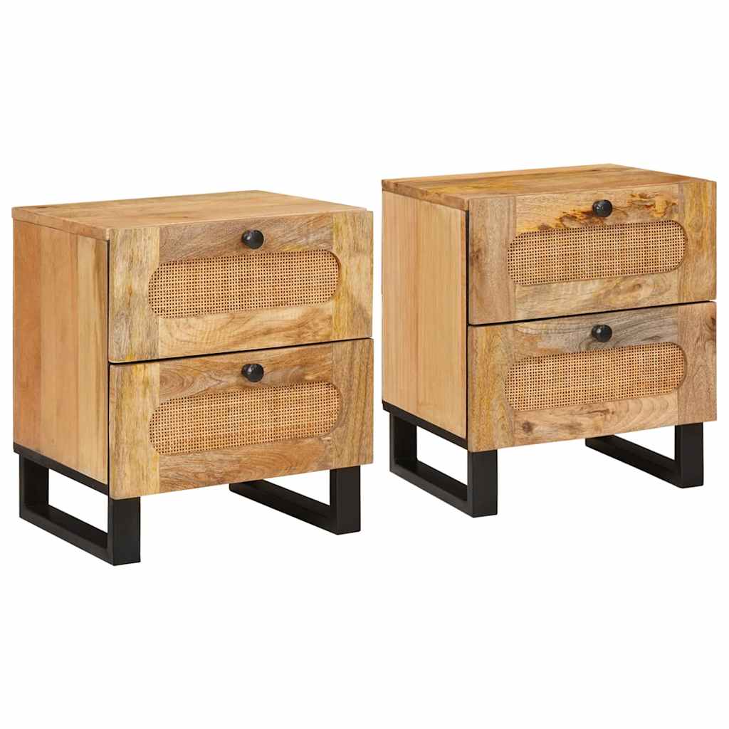 Cabinet de chevet avec tiroir 2 pcs Naturel 40 x 33,5 x 46 cm - XIOS
