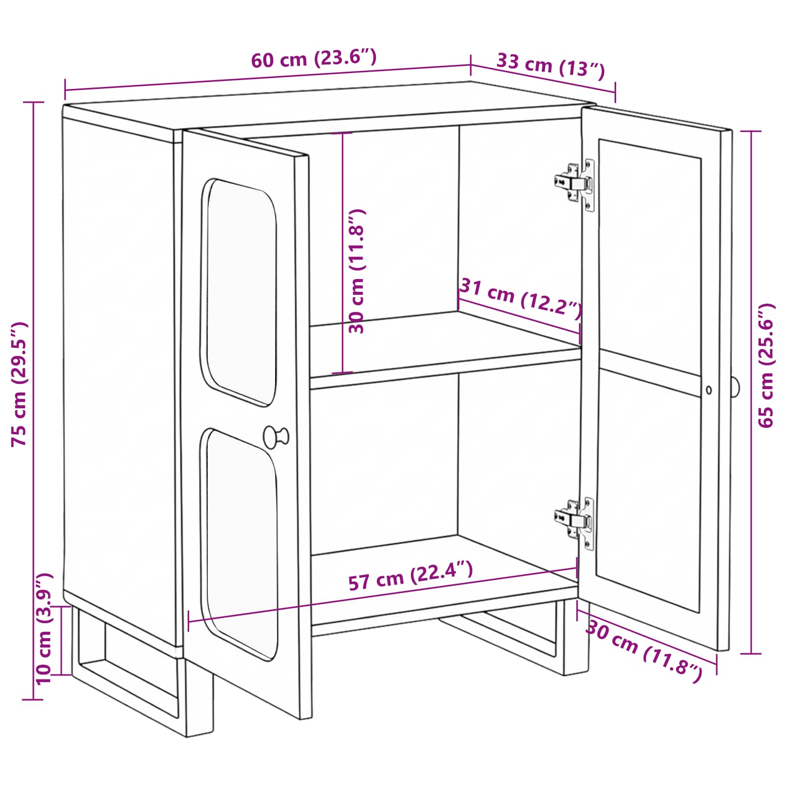 Buffet Marron 60 x 33 x 75 cm Bois de mangue massif - XIOS