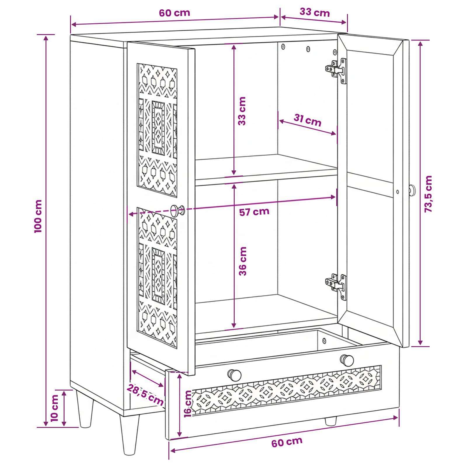 Haut Armoire Marron clair 60 x 33 x 100 cm - XIOS