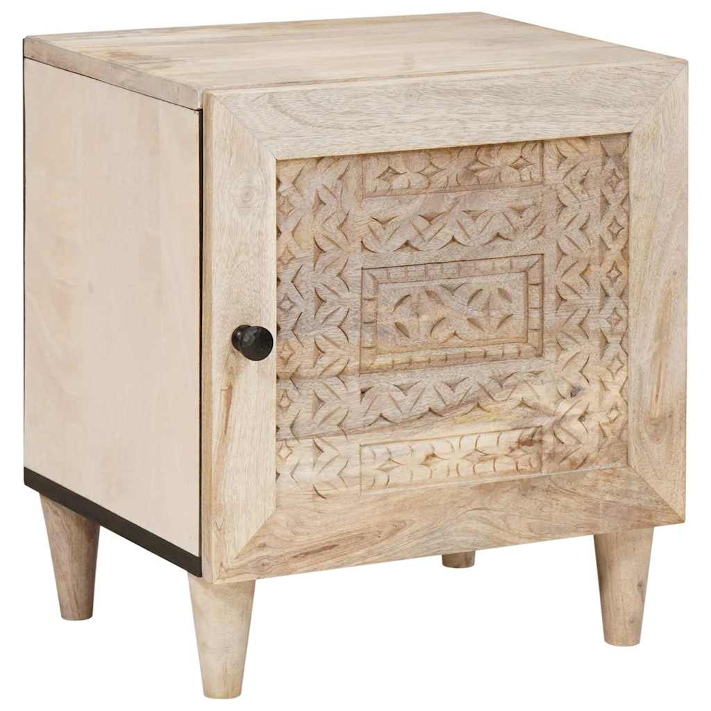 Table de chevet Beige 40 x 33 x 46 cm bois de manguier massif - XIOS