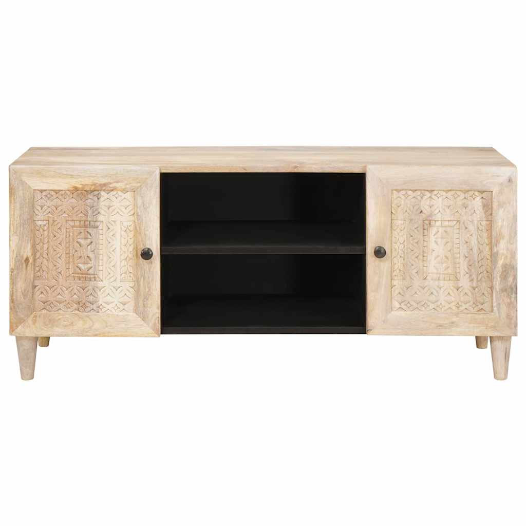 Meuble TV Blanc 105 x 33 x 46 cm bois de manguier massif XIOS
