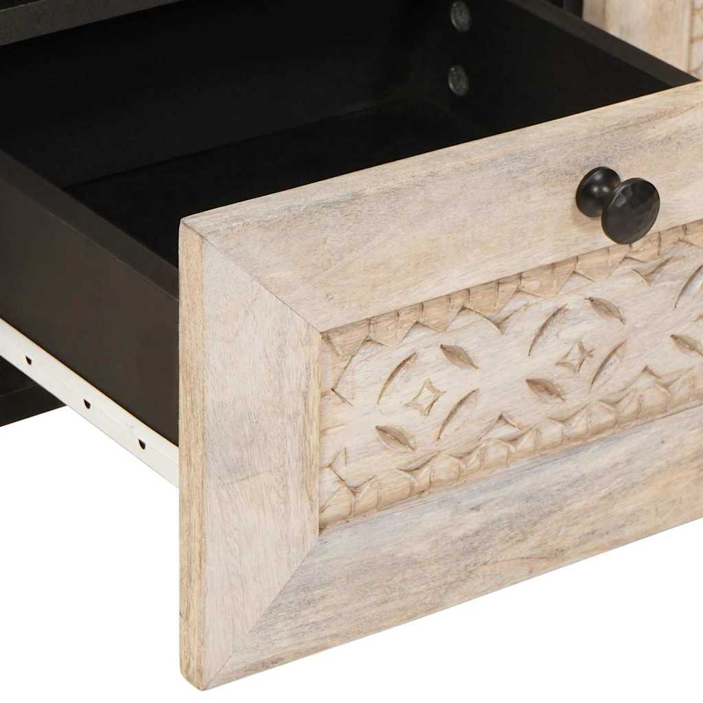 Meuble TV Blanc 70 x 33 x 46 cm bois de manguier massif XIOS
