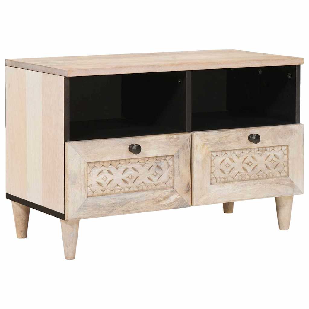 Meuble TV Blanc 70 x 33 x 46 cm bois de manguier massif XIOS