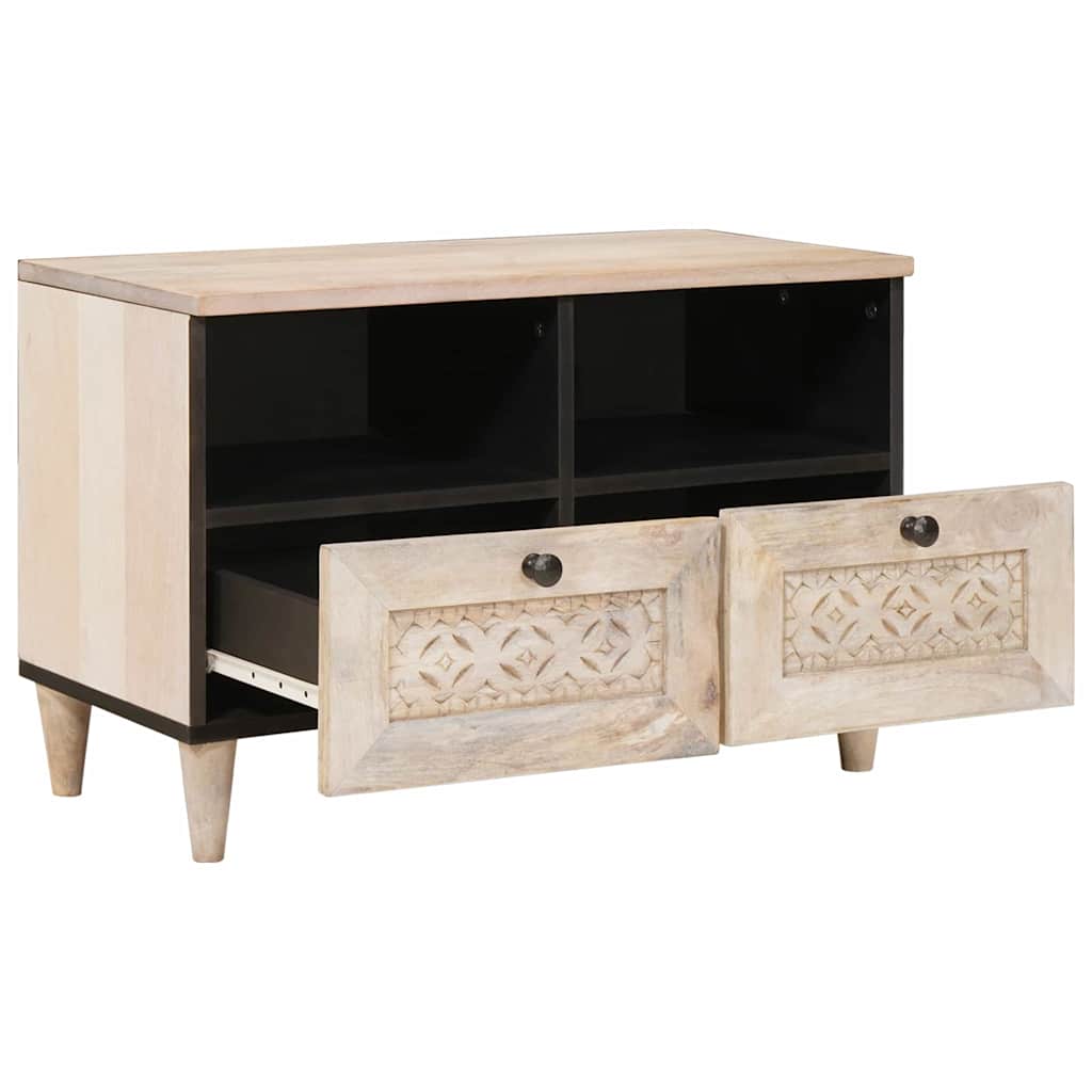 Meuble TV Blanc 70 x 33 x 46 cm bois de manguier massif XIOS