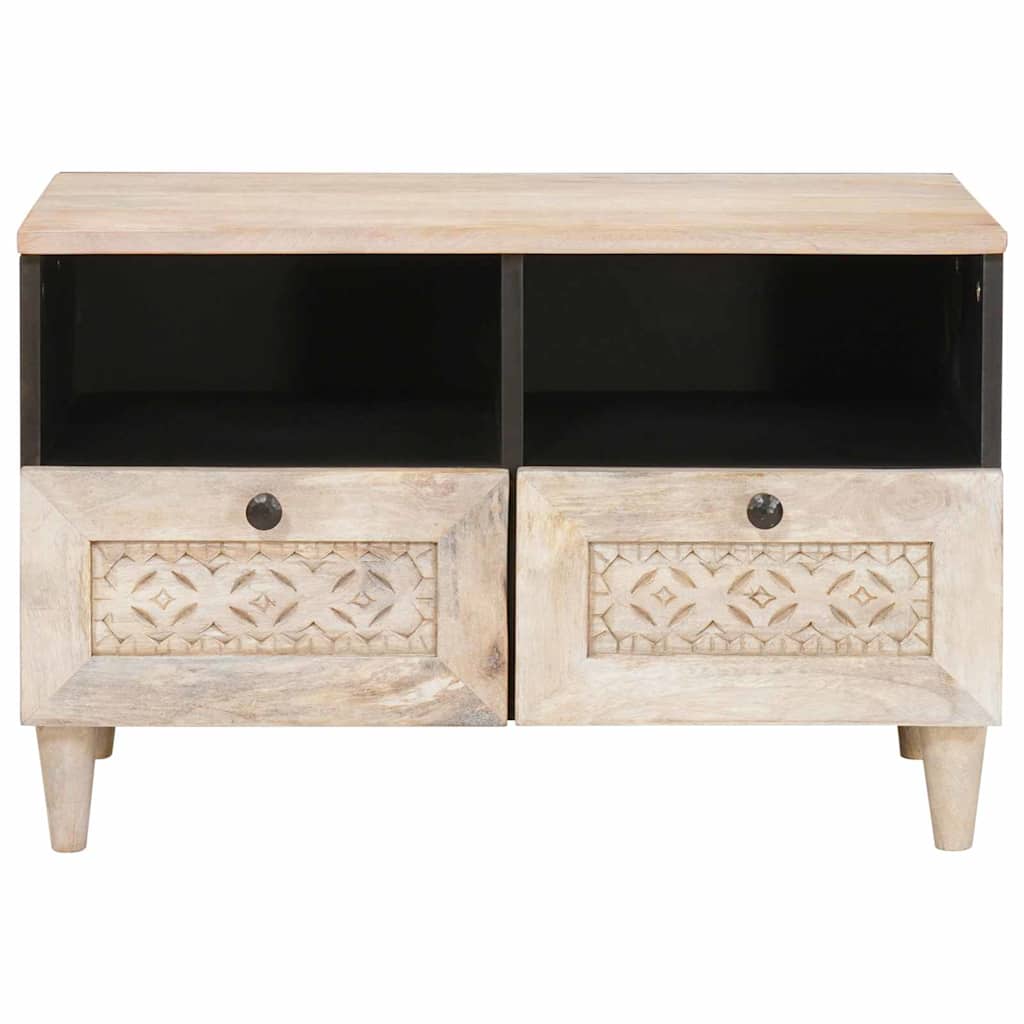 Meuble TV Blanc 70 x 33 x 46 cm bois de manguier massif XIOS