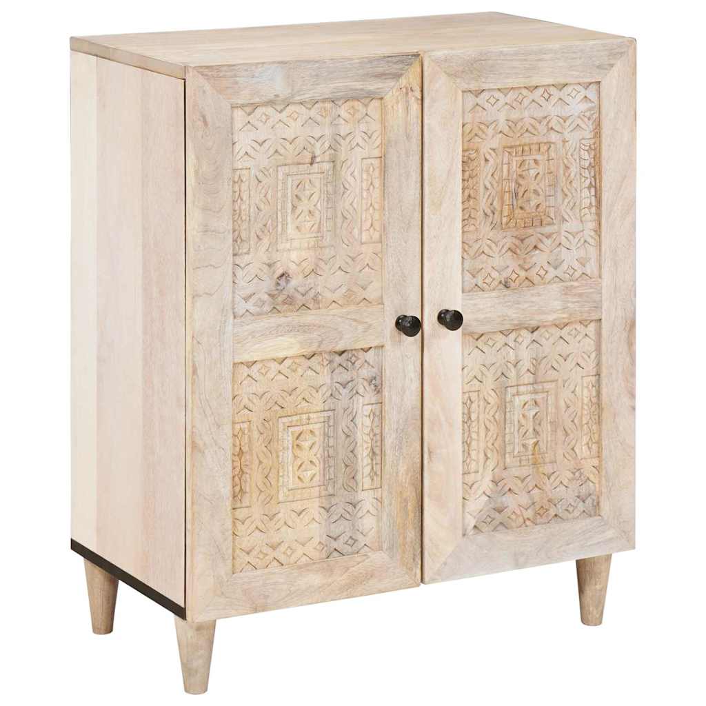 Buffet avec porte Blanc 60 x 33 x 75 cm bois de manguier massif