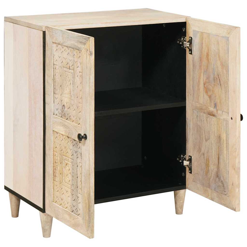Buffet avec porte Blanc 60 x 33 x 75 cm bois de manguier massif