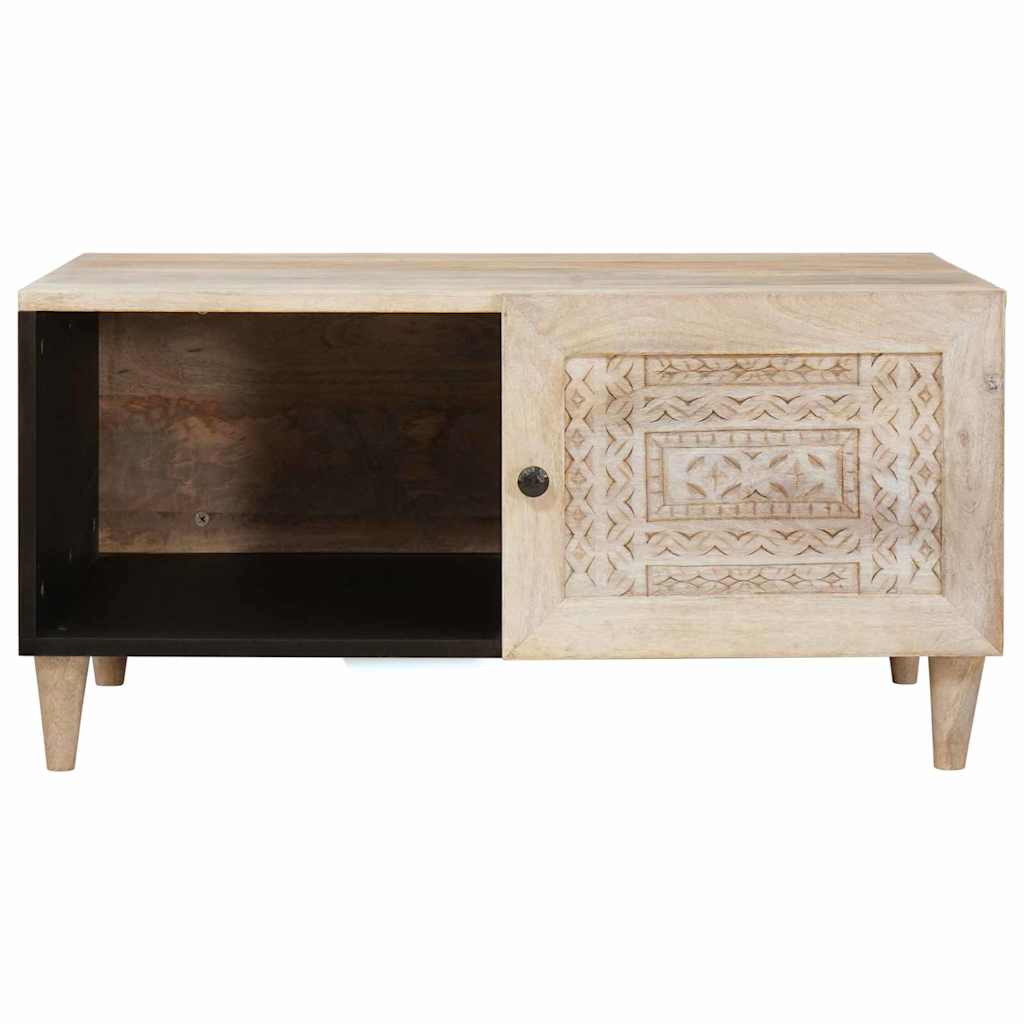 Table basse Beige 80 x 50 x 40 cm bois de manguier massif - XIOS