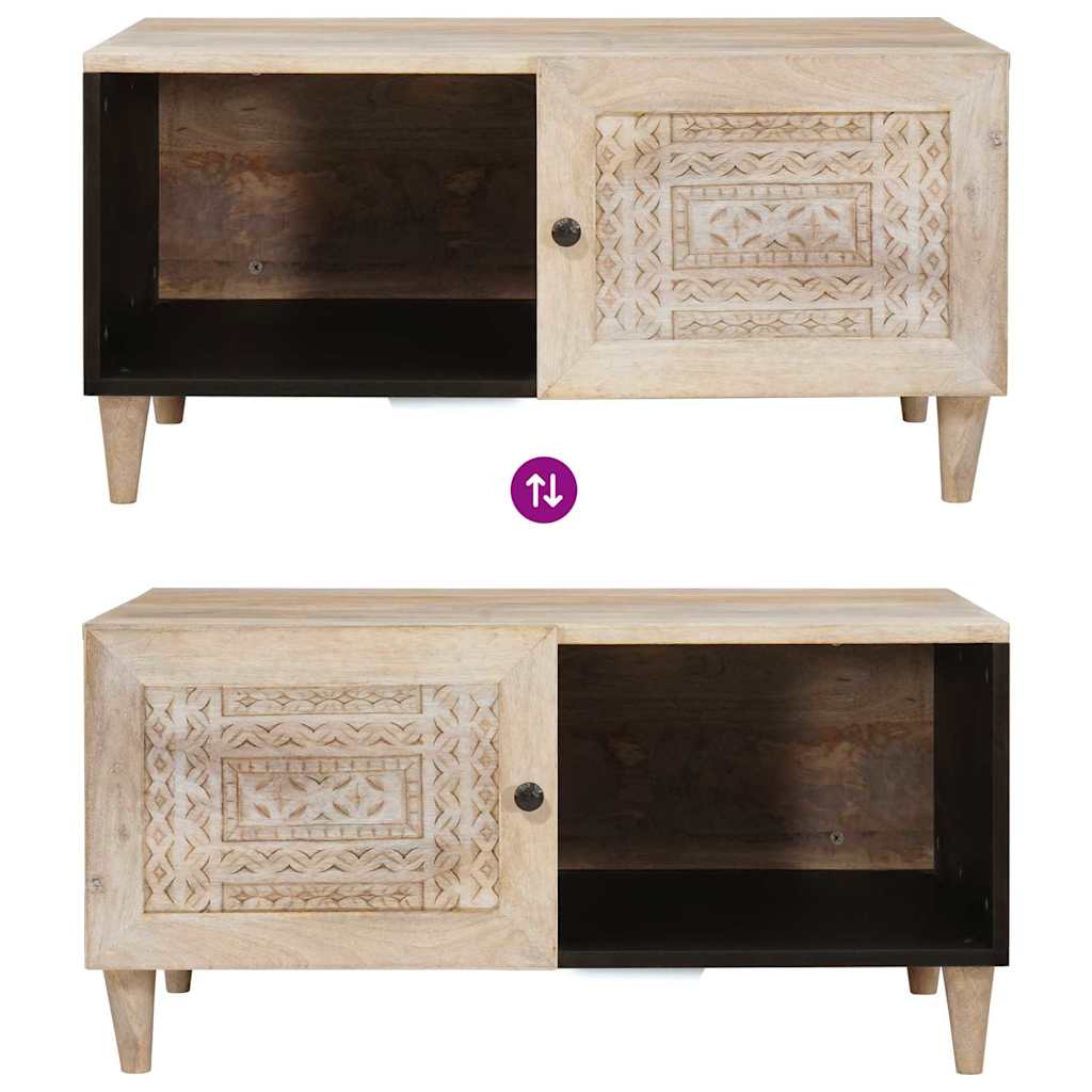 Table basse Beige 80 x 50 x 40 cm bois de manguier massif - XIOS