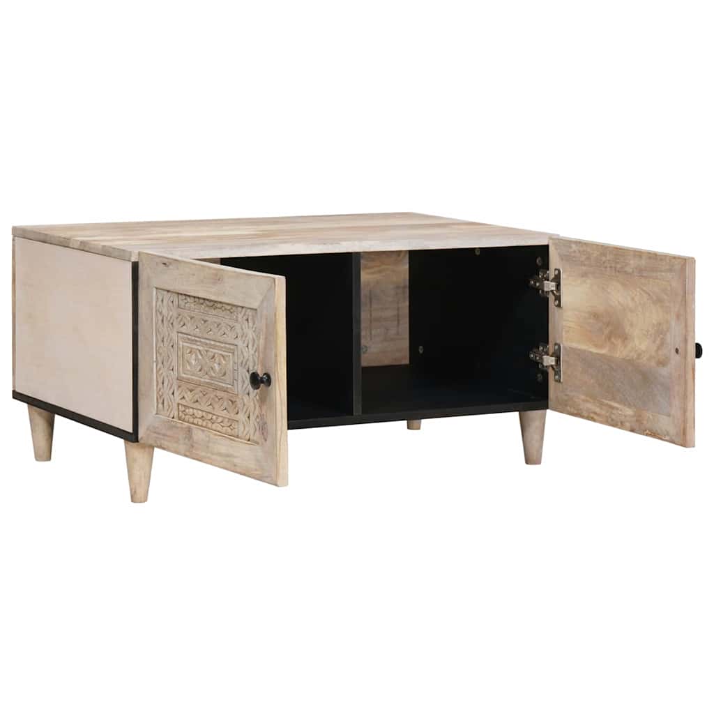 Table basse Beige 80 x 50 x 40 cm bois de manguier massif - XIOS