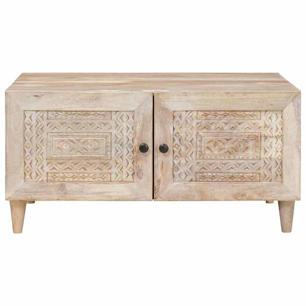 Table basse Beige 80 x 50 x 40 cm bois de manguier massif - XIOS