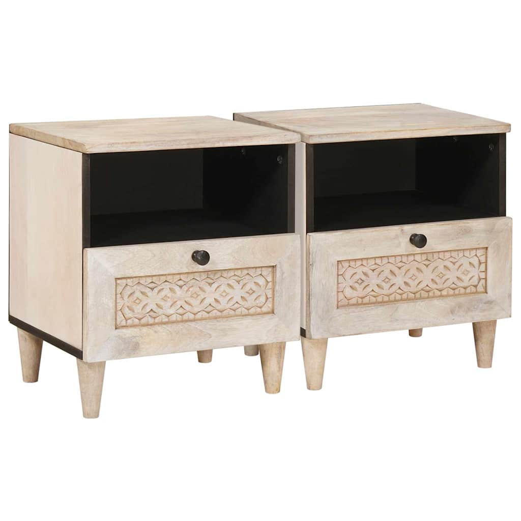 Table de chevet avec tiroir 2 pcs Beige 40 x 33 x 46 cm - XIOS