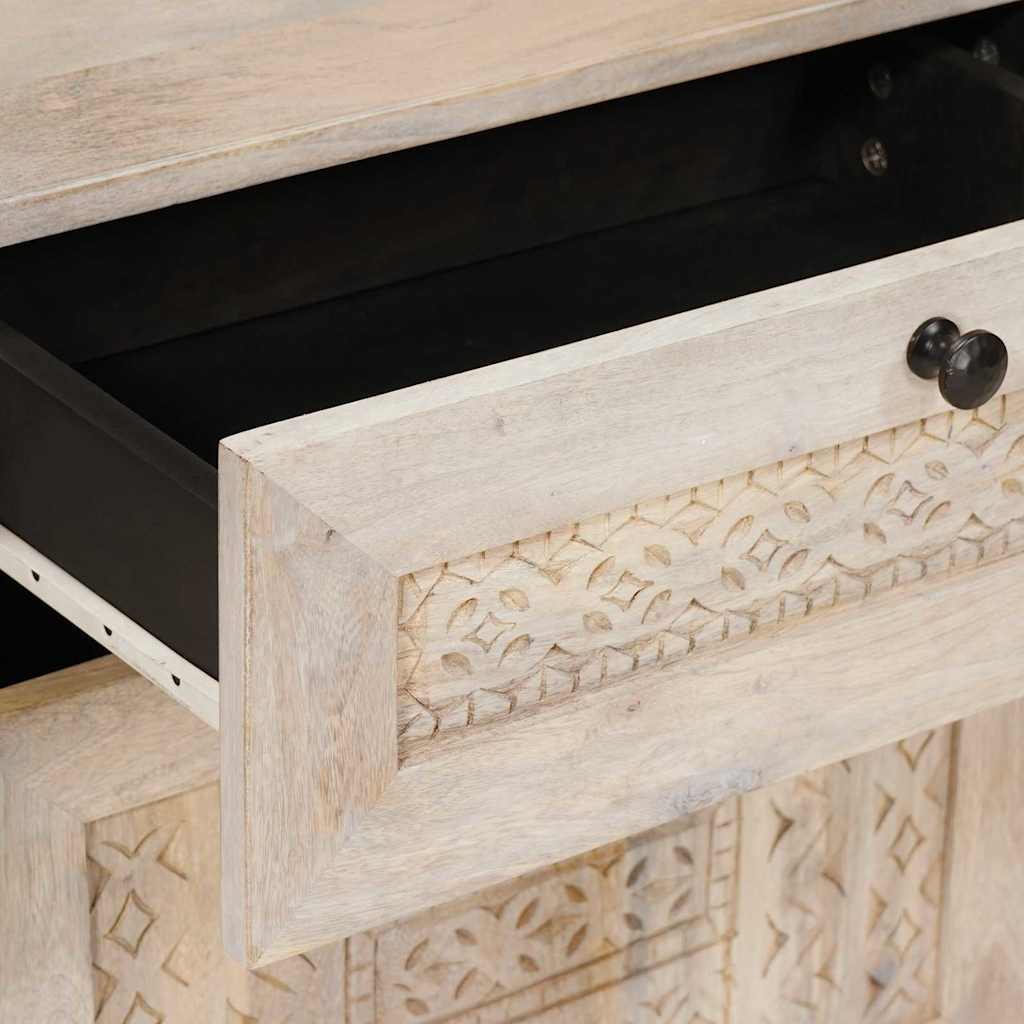 Table de chevet Beige 50 x 33 x 60 cm bois de manguier massif - XIOS