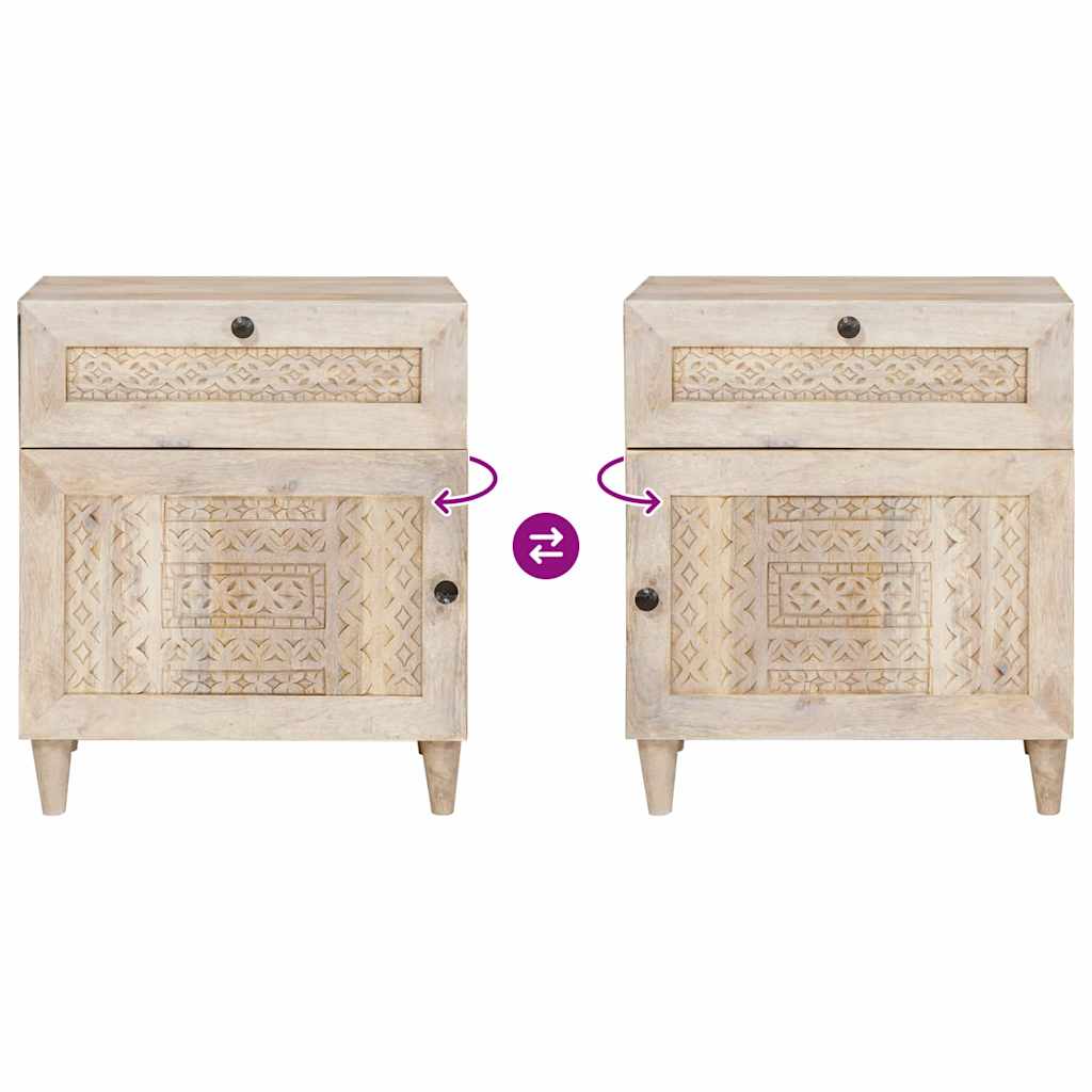 Table de chevet Beige 50 x 33 x 60 cm bois de manguier massif - XIOS