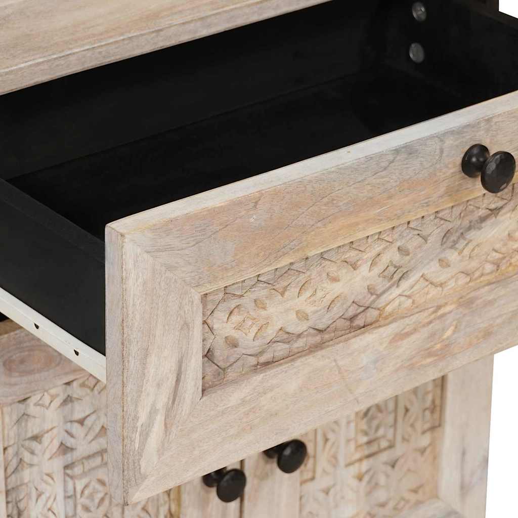 Table de chevet Beige 50 x 33 x 60 cm bois de manguier massif - XIOS