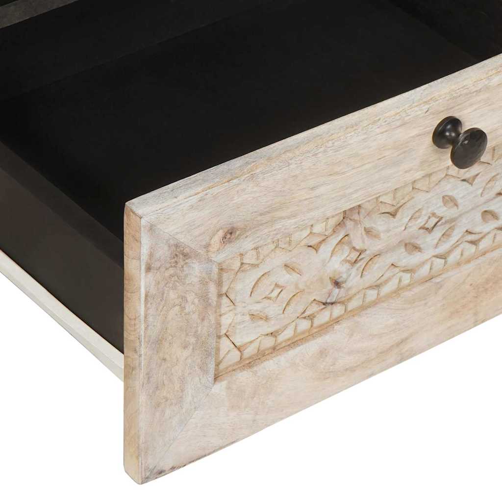 Meuble TV Blanc 105 x 33 x 46 cm bois de manguier massif XIOS
