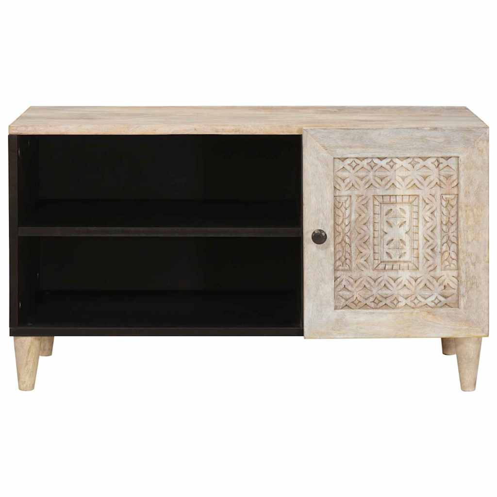 Meuble TV Blanc 80 x 33 x 46 cm bois de manguier massif XIOS
