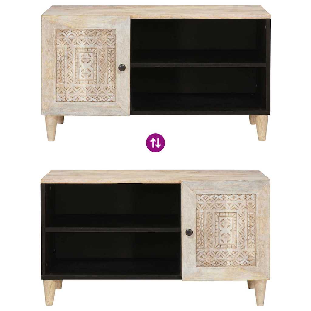 Meuble TV Blanc 80 x 33 x 46 cm bois de manguier massif XIOS