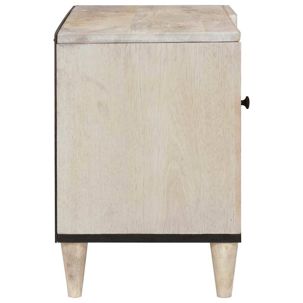 Meuble TV Blanc 80 x 33 x 46 cm bois de manguier massif XIOS