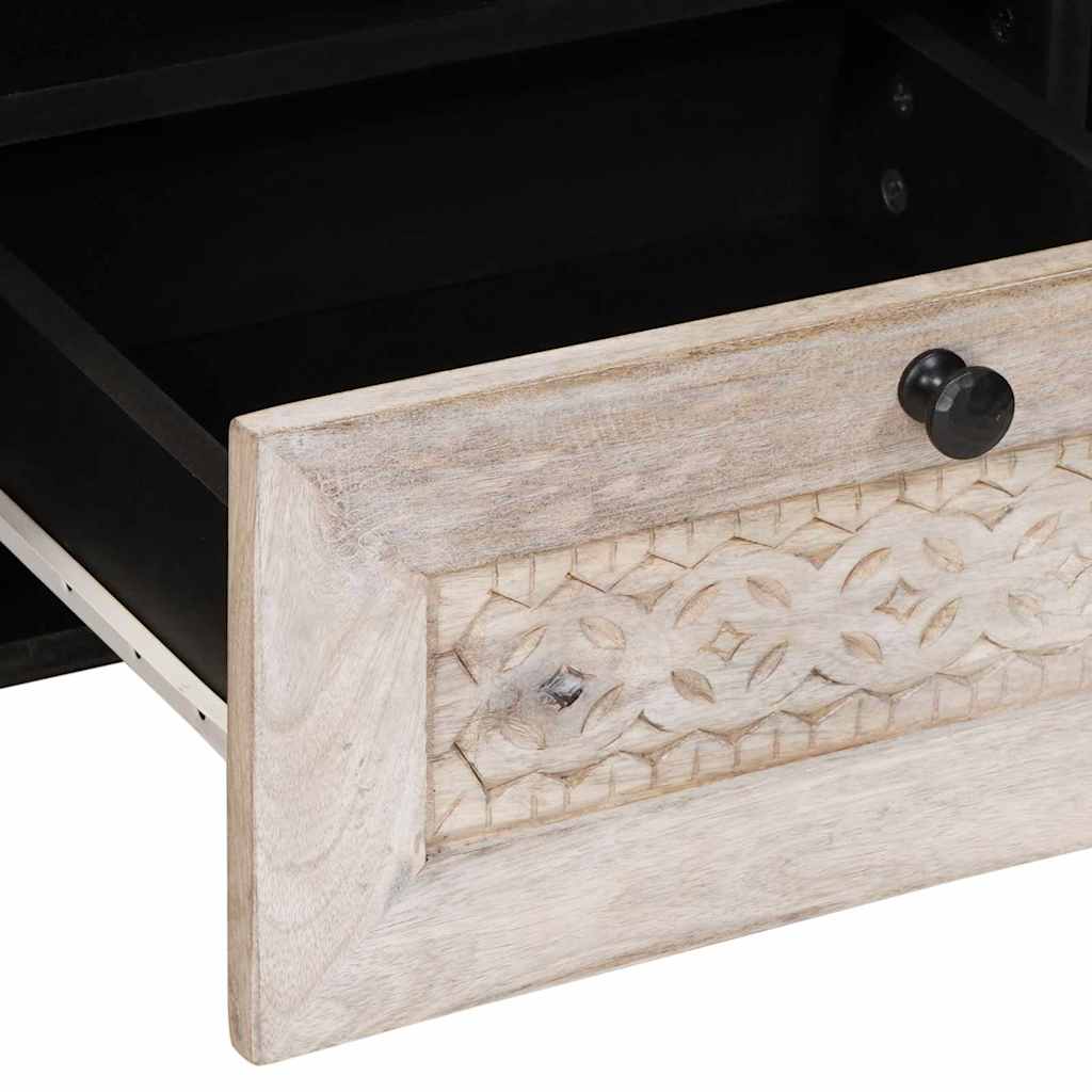 Meuble TV Blanc 105 x 33 x 46 cm bois de manguier massif XIOS