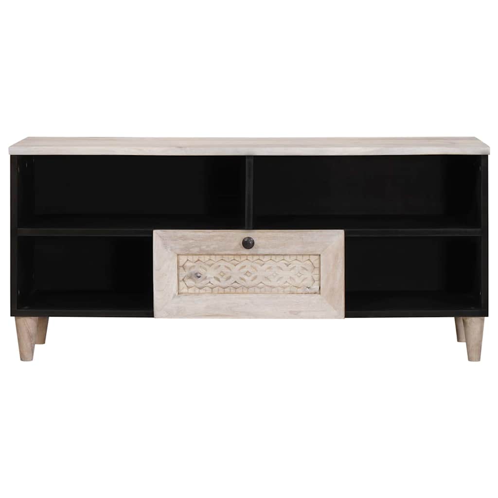 Meuble TV Blanc 105 x 33 x 46 cm bois de manguier massif XIOS