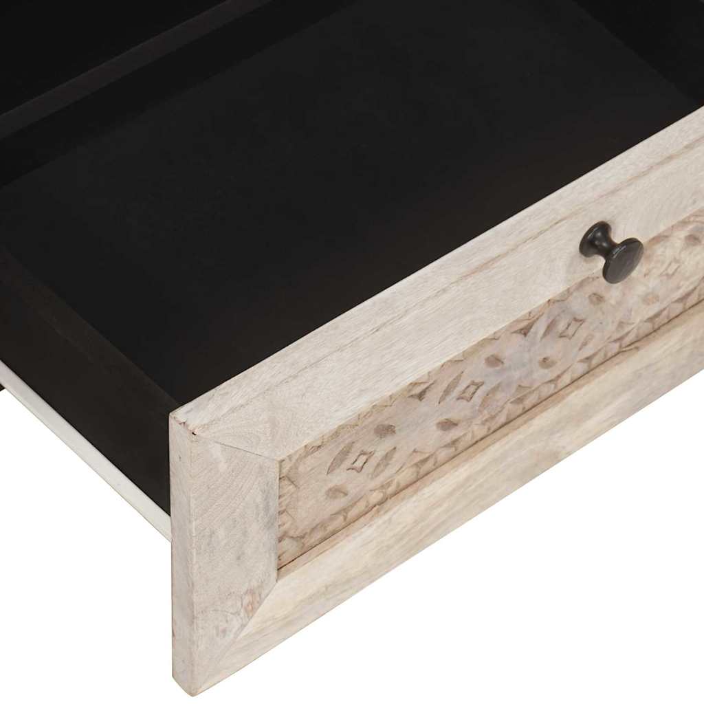 Meuble TV Blanc 80 x 33 x 46 cm bois de manguier massif XIOS