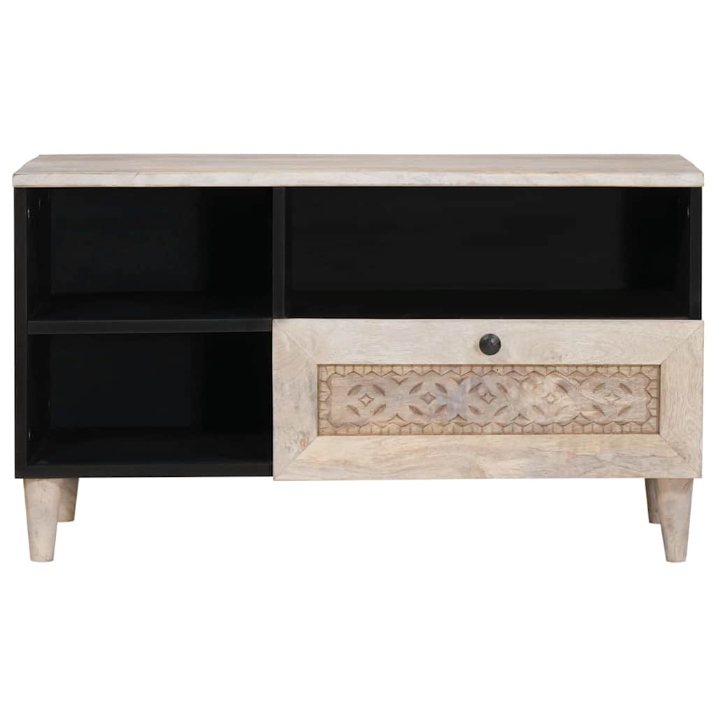 Meuble TV Blanc 80 x 33 x 46 cm bois de manguier massif XIOS