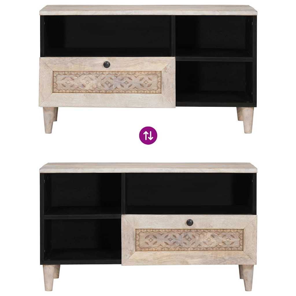 Meuble TV Blanc 80 x 33 x 46 cm bois de manguier massif XIOS