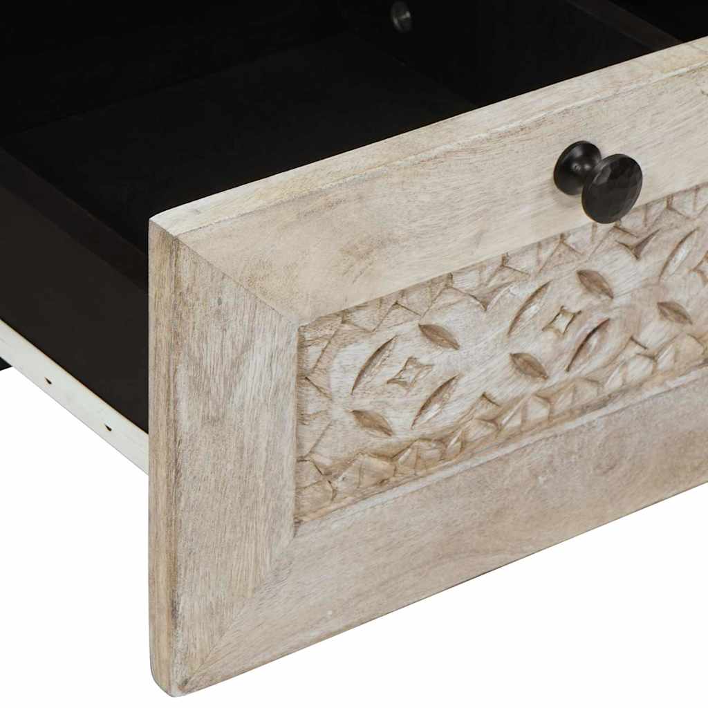 Meuble TV Blanc 100 x 33 x 46 cm bois de manguier massif XIOS