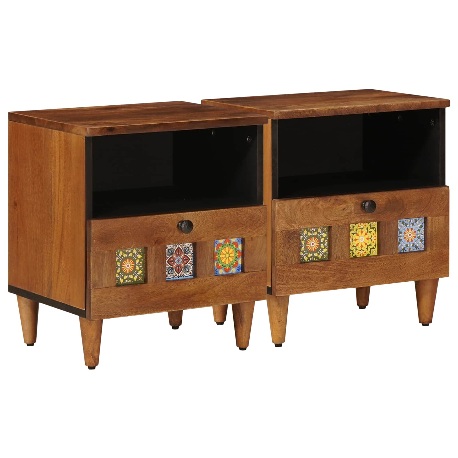 Cabinet de chevet avec tiroir 2 pcs Marron 40 x 33 x 46 cm - XIOS