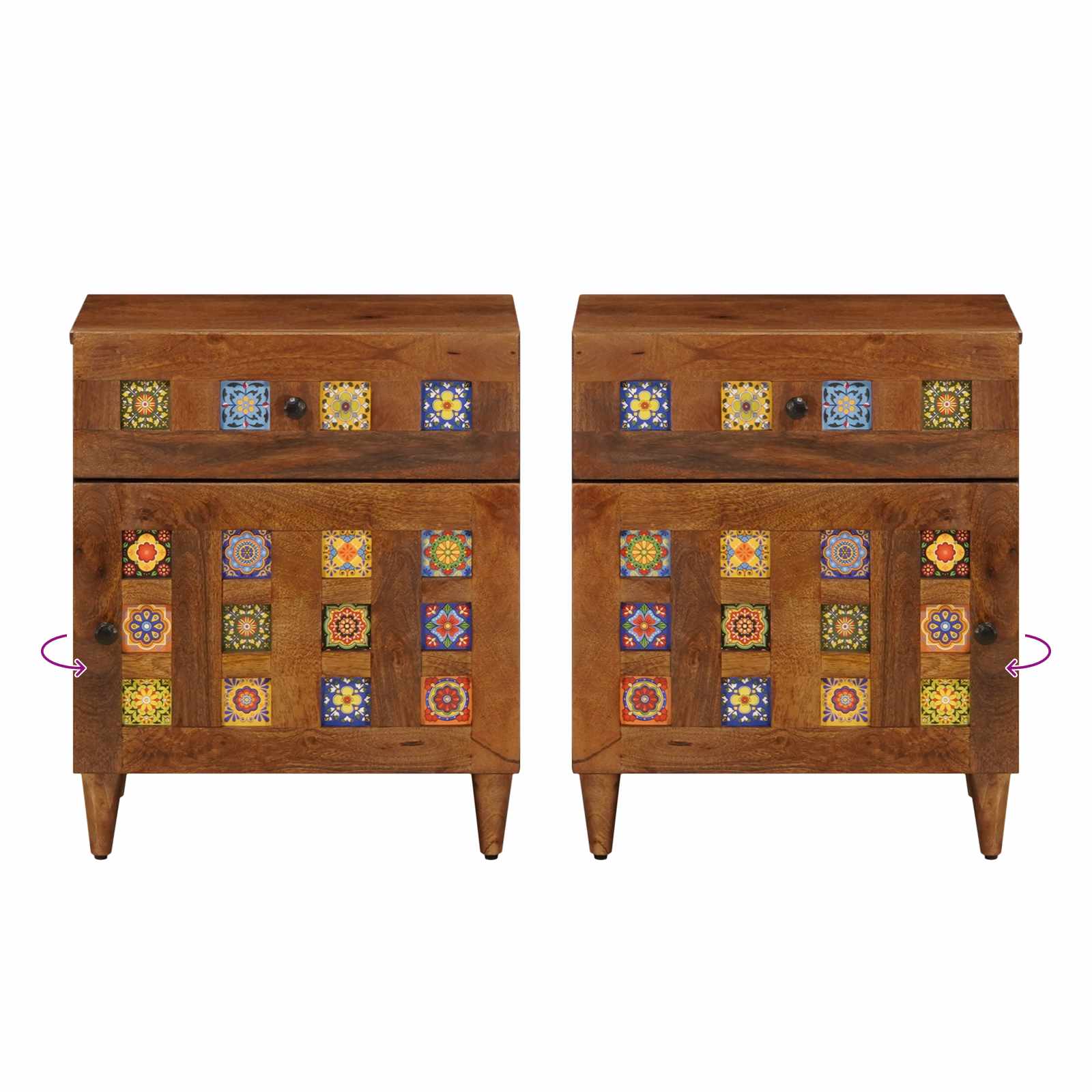 Cabinet de chevet Marron 50 x 33 x 60 cm Bois de mangue massif - XIOS
