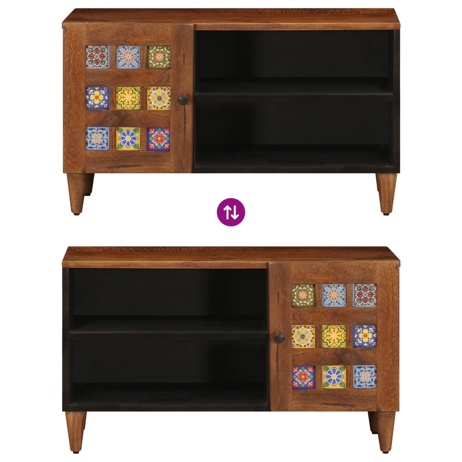 Meuble TV Noyer 80 x 33 x 46 cm Bois de mangue massif - XIOS