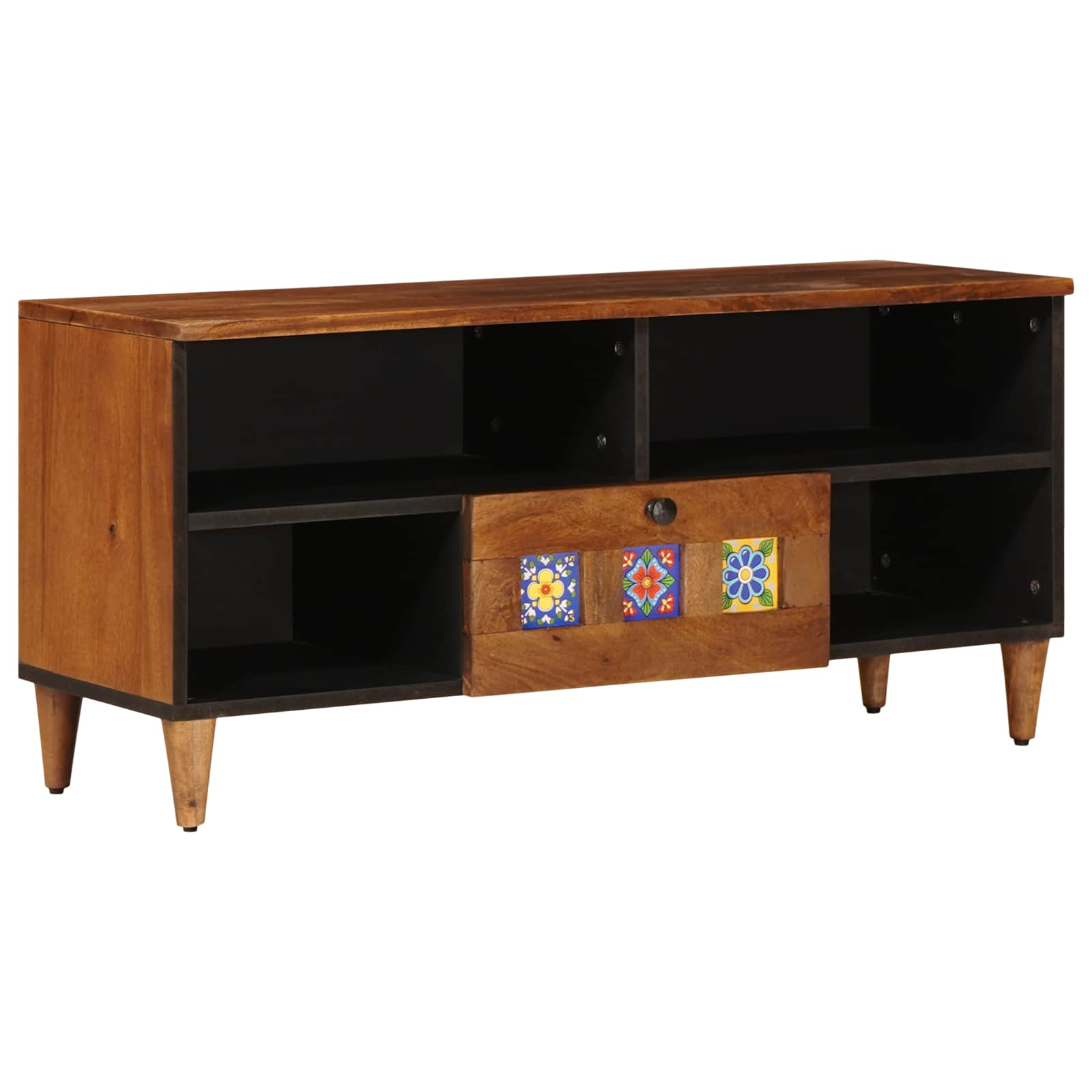 Meuble TV Noyer 100 x 33 x 46 cm Bois de mangue massif - XIOS
