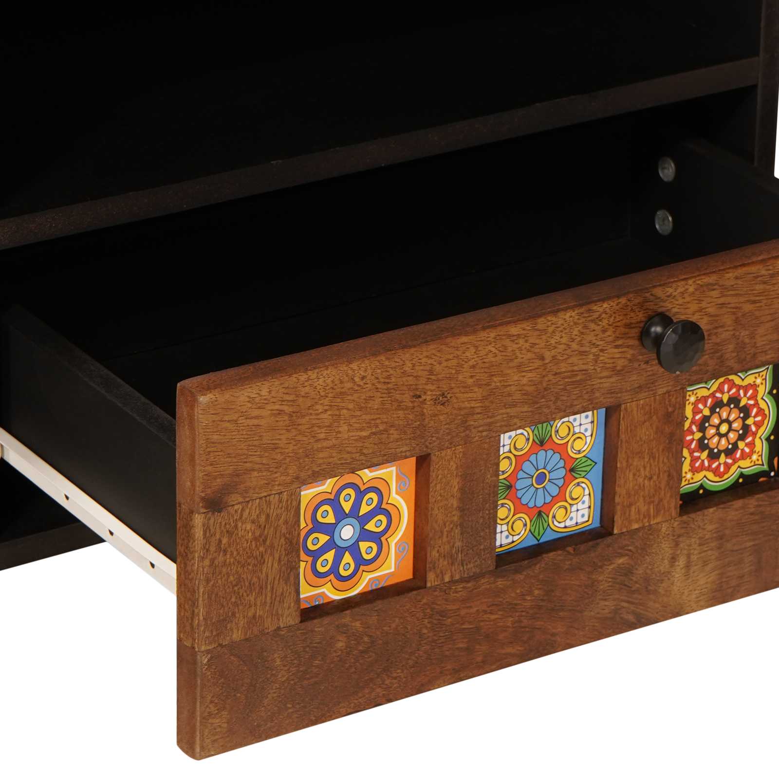 Meuble TV Noyer 80 x 33 x 46 cm Bois de mangue massif - XIOS