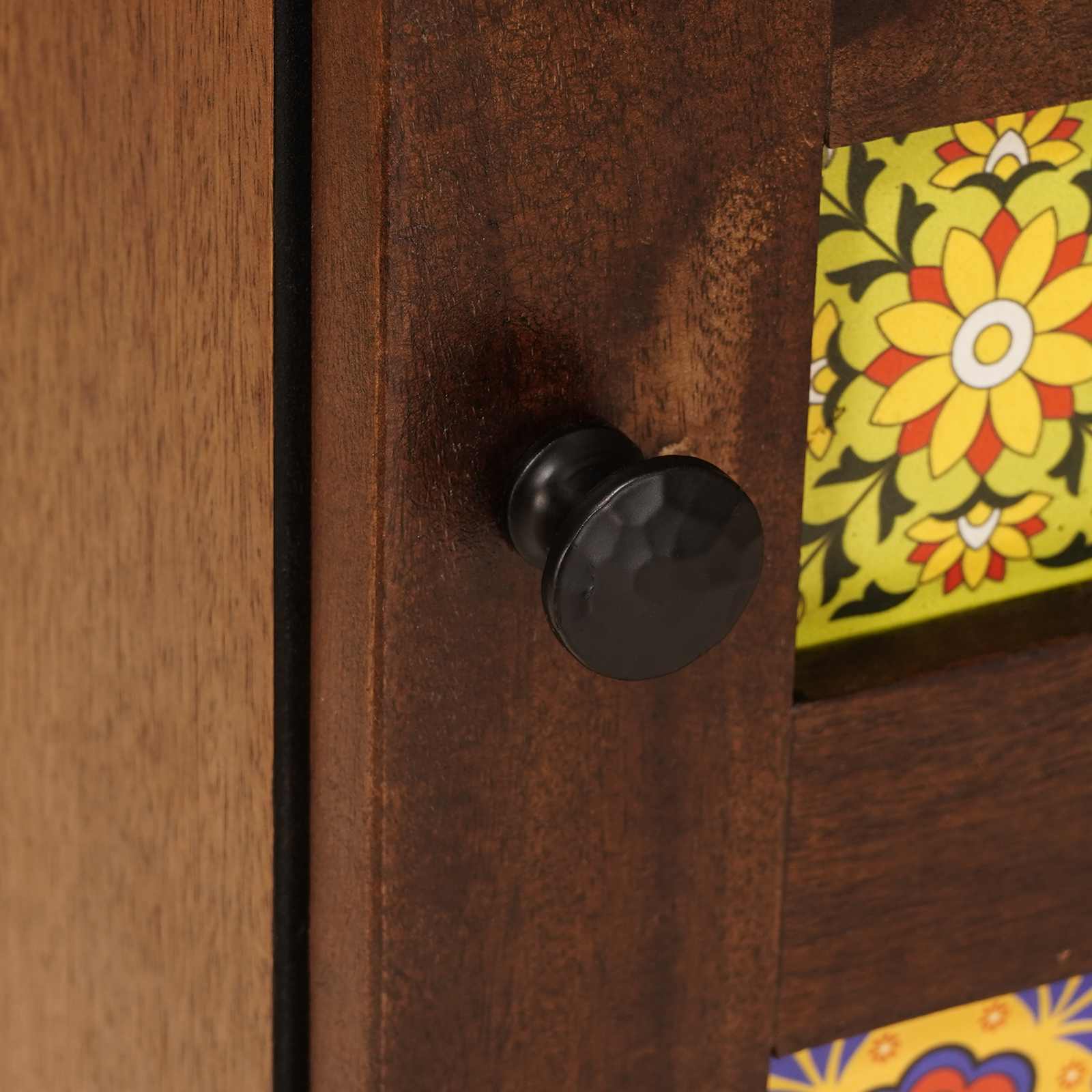 Buffet avec porte Noyer 40 x 33 x 75 cm Bois de mangue massif - XIOS