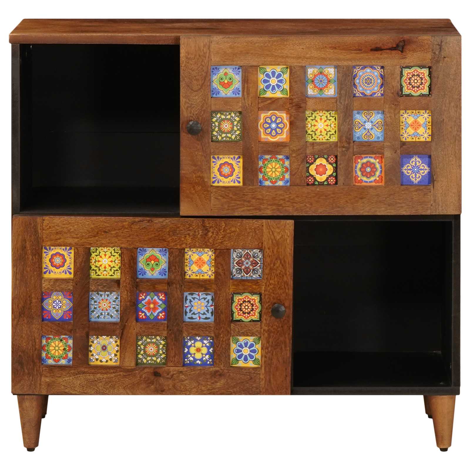 Buffet avec porte Noyer 80 x 33 x 75 cm Bois de mangue massif - XIOS