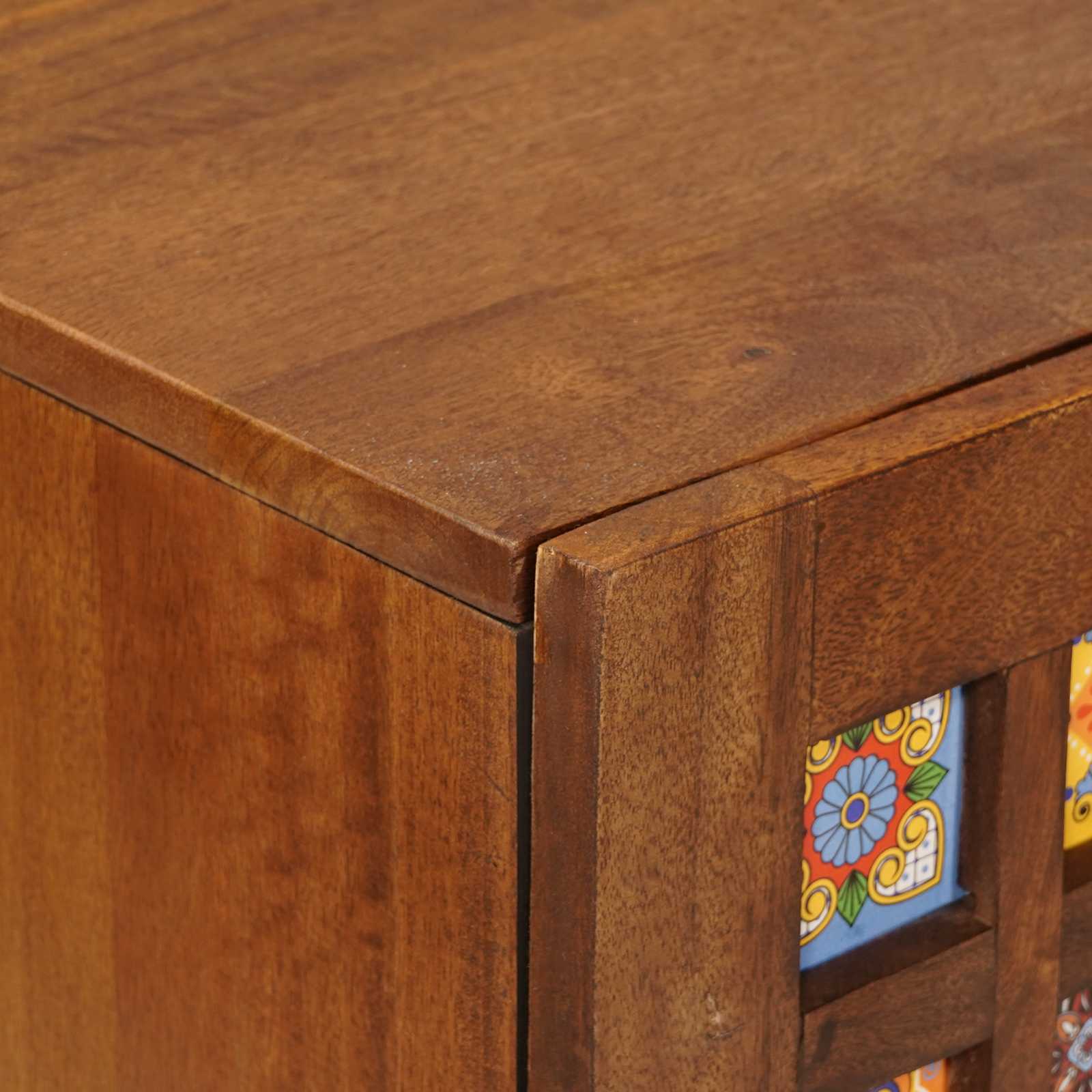 Buffet avec porte Noyer 90 x 33,5 x 75 cm Bois de mangue massif - XIOS
