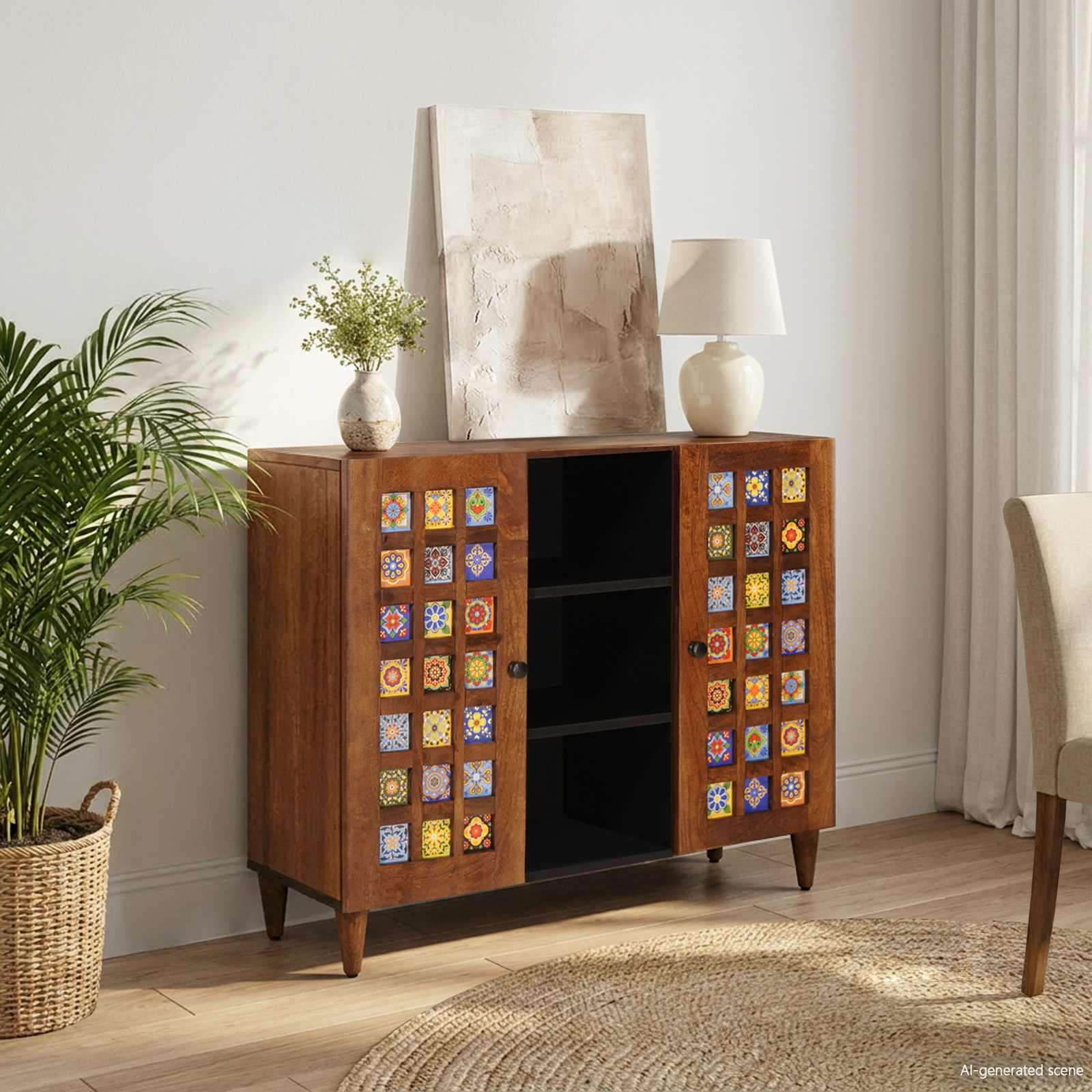 Buffet Noyer 90 x 33 x 75 cm Bois de mangue massif