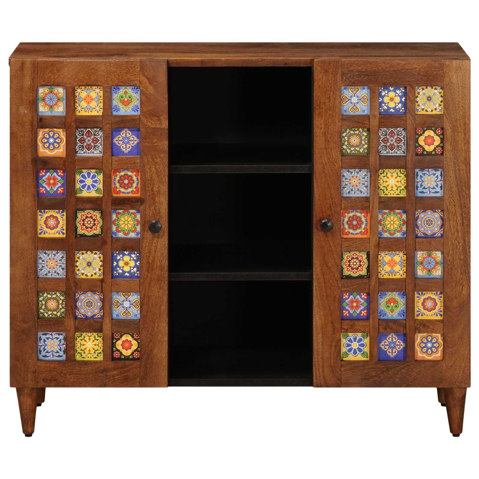 Buffet avec porte Noyer 90 x 33,5 x 75 cm Bois de mangue massif - XIOS