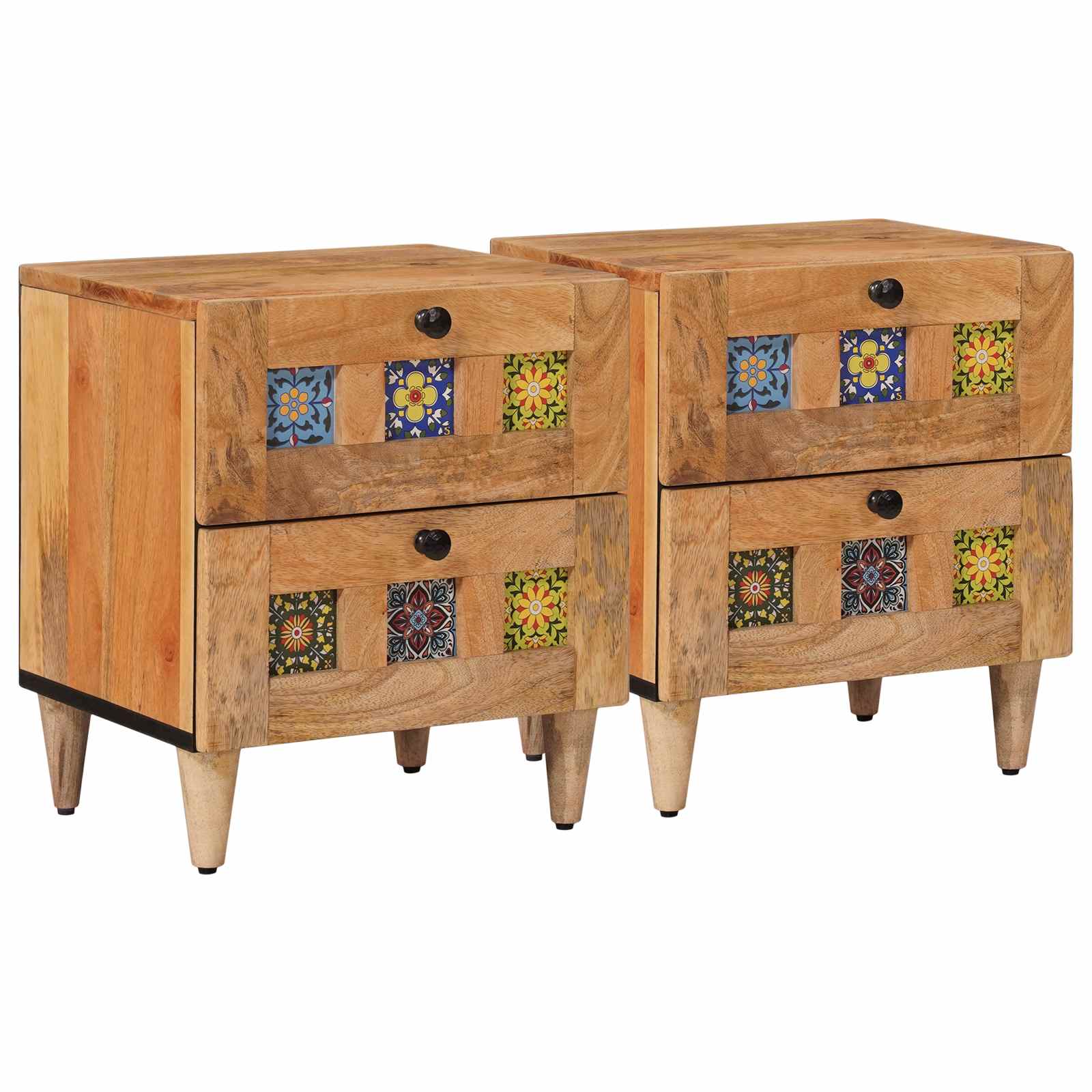 Cabinet de chevet avec tiroir 2 pcs Naturel 40 x 33,5 x 46 cm - XIOS