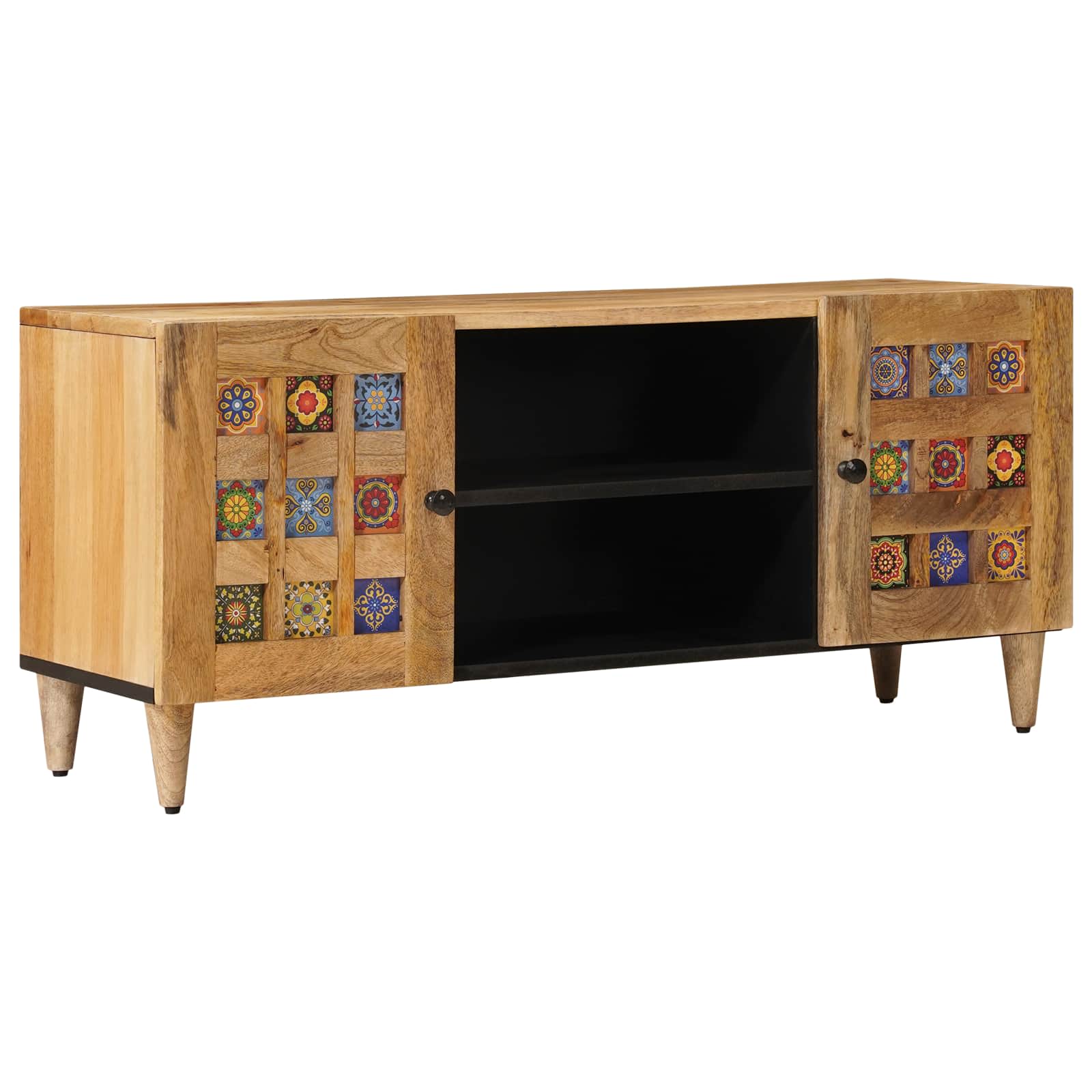 Meuble TV Naturel 105 x 33,5 x 46 cm Bois de mangue massif - XIOS