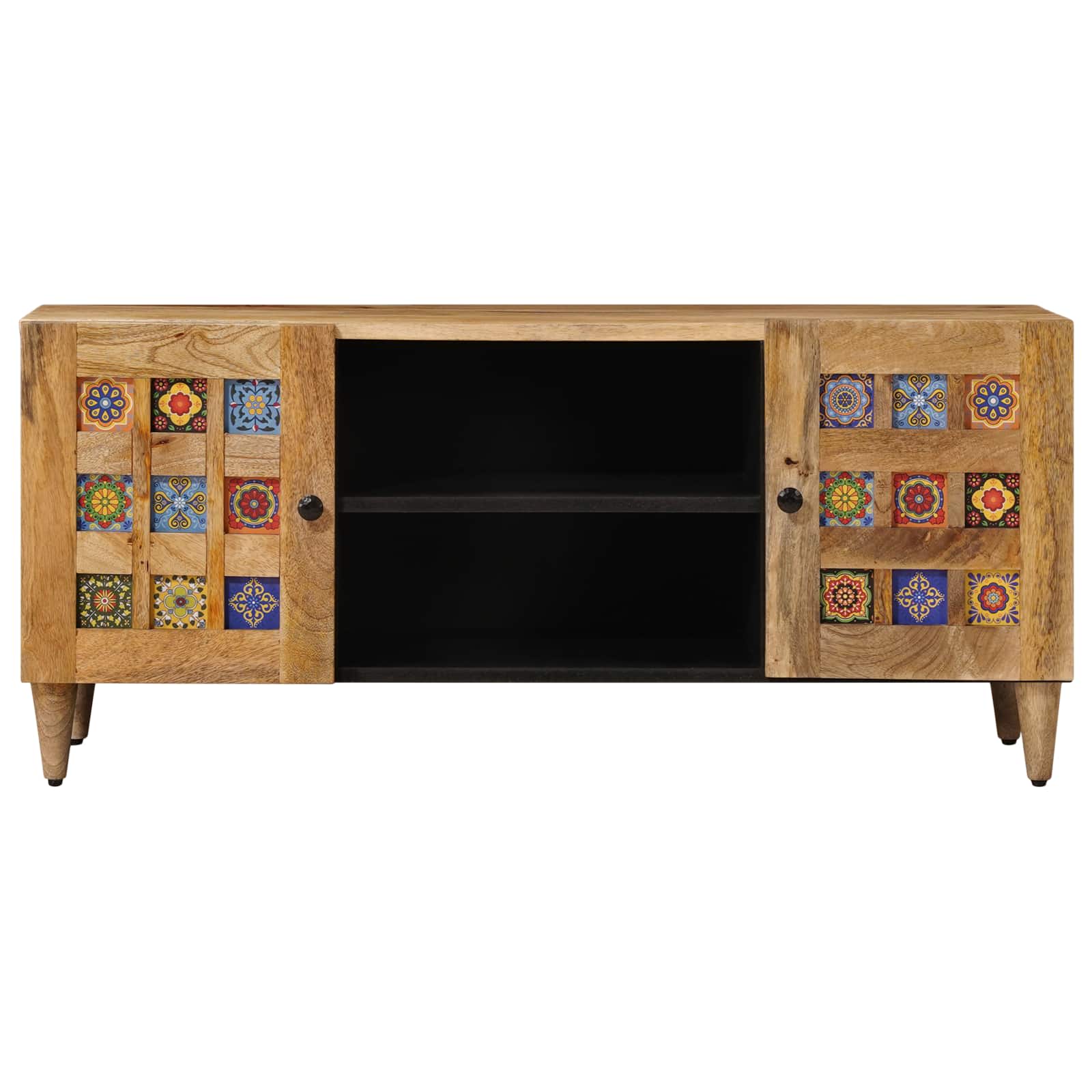 Meuble TV Naturel 105 x 33,5 x 46 cm Bois de mangue massif - XIOS
